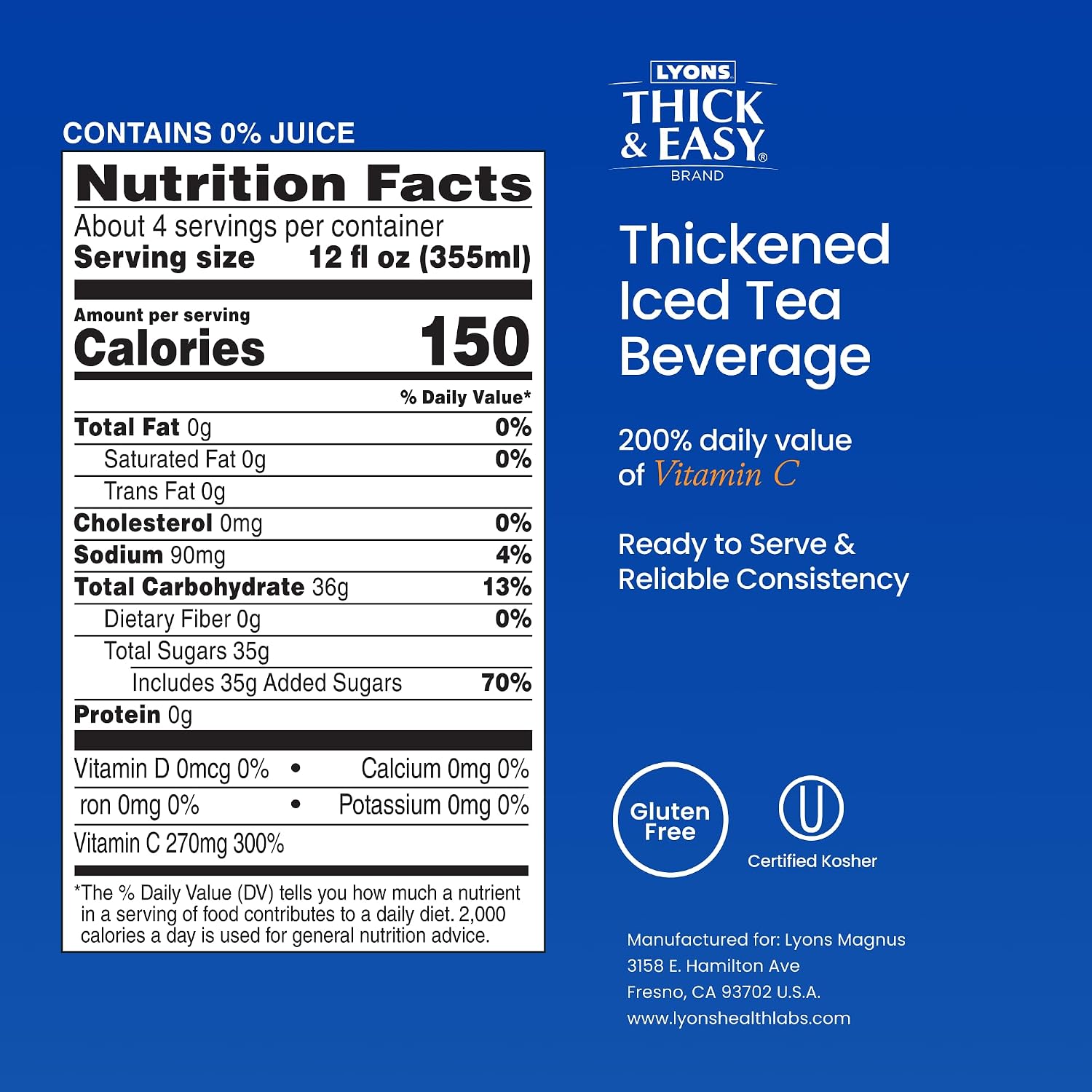 Thick & Easy Thickened Orange Juice, IDDSI Level 3 Ready-to-Drink Thickened Beverage for Swallowing Support, Moderately Thick Honey Consistency, 4 fl oz Cups - 24 Pack | IDDSI Level 3, Ready-to-Drink, Beverage for Swallowing Support, Moderately Thick Hon…