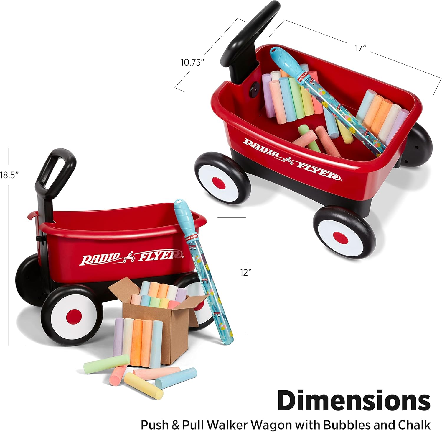 Radio Flyer Push & Pull Walker Wagon with Teddy Bear, Ages 1-4 Years, Red