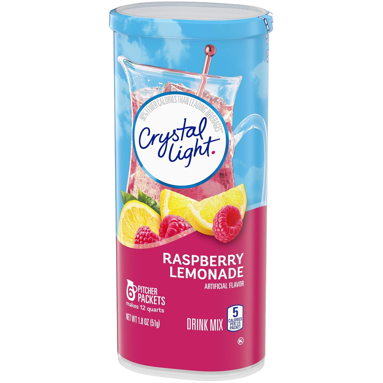 Crystal Light Raspberry Lemonade Drink Mix (16 Pitcher Packets, 4 Canisters of 4) (Packaging may vary)