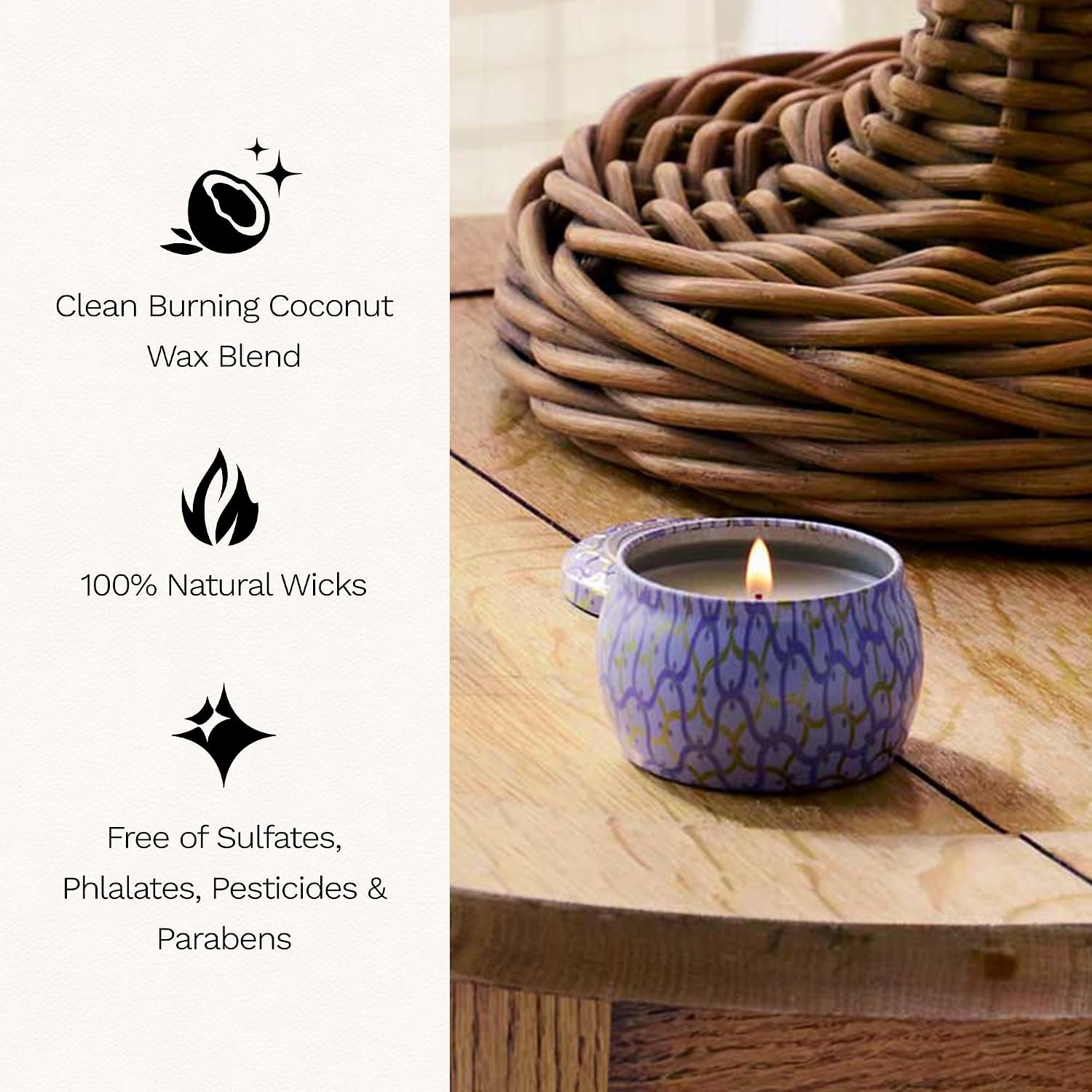 Voluspa Baltic Amber Candle | Mini Tin | 4 Oz. | 25 Hour Burn Time | Coconut Wax for a Cleaner Burn