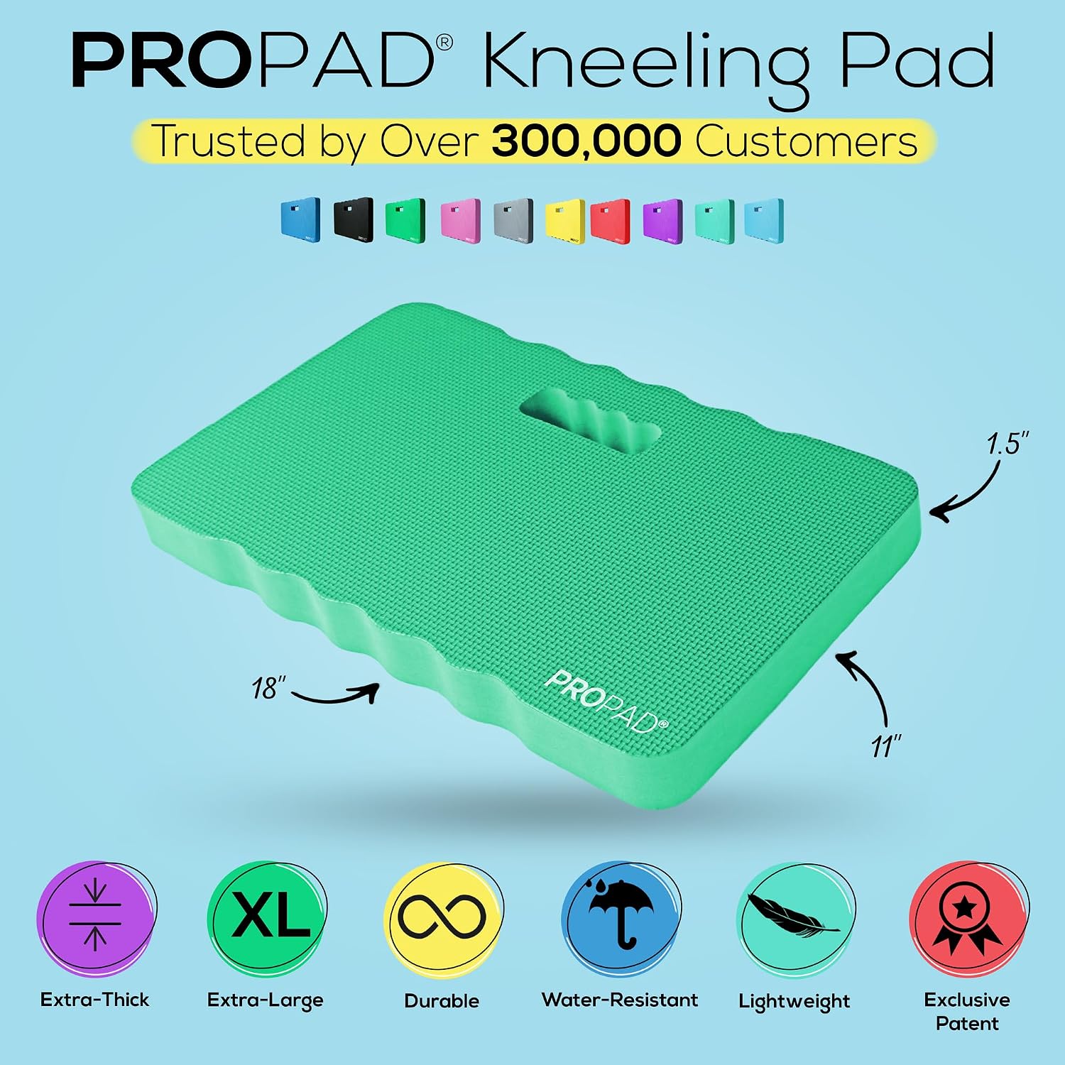 Thick Kneeling Pad, Garden Kneeler for Gardening, Bath Kneeler for Baby Bath, Kneeling Mat for Exercise & Yoga, Knee Pad for Work, Floor Foam Pad, Extra Large (XL) 18 x 11 x 1.5 Inches, Blue