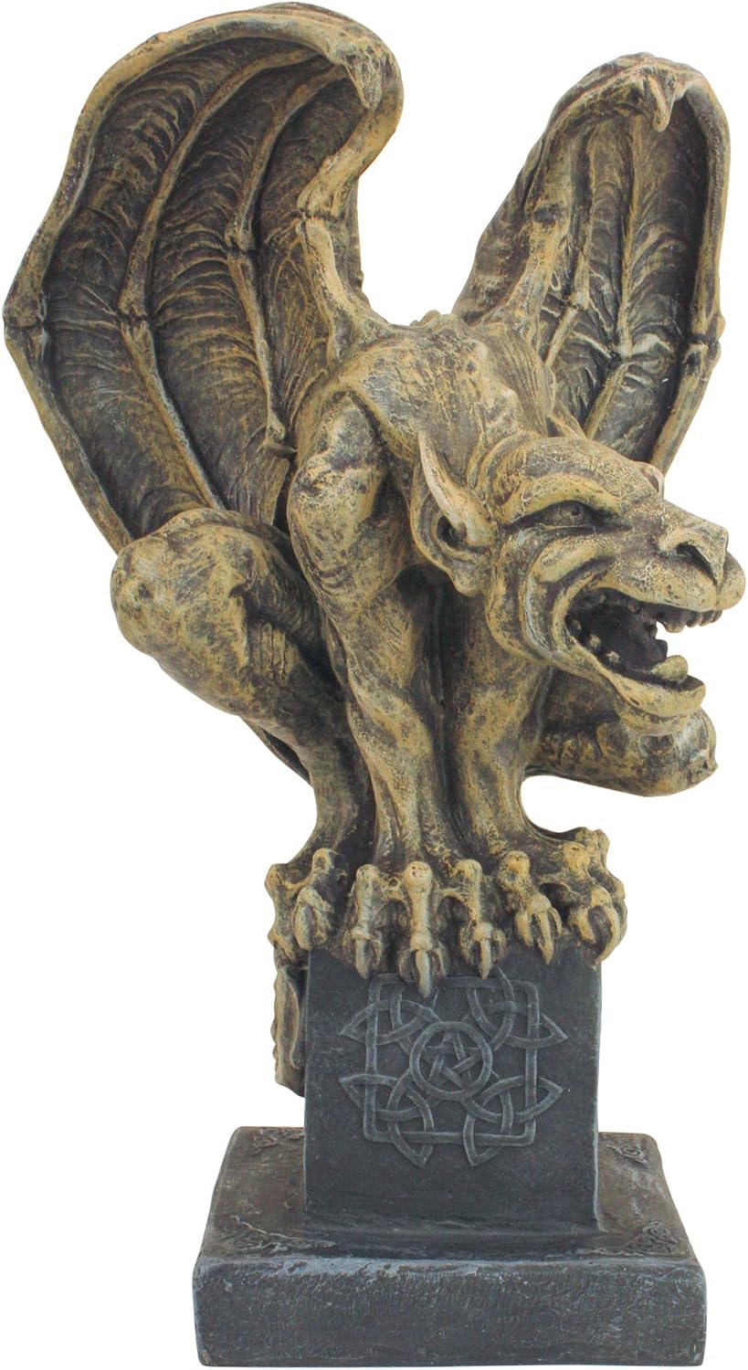 Design Toscano Abbadon Gothic Gargoyle Indoor/Outdoor Garden Statue on Celtic Base, 12 Inches Tall, Cast Stone Resin, Two Tone Stone Finish