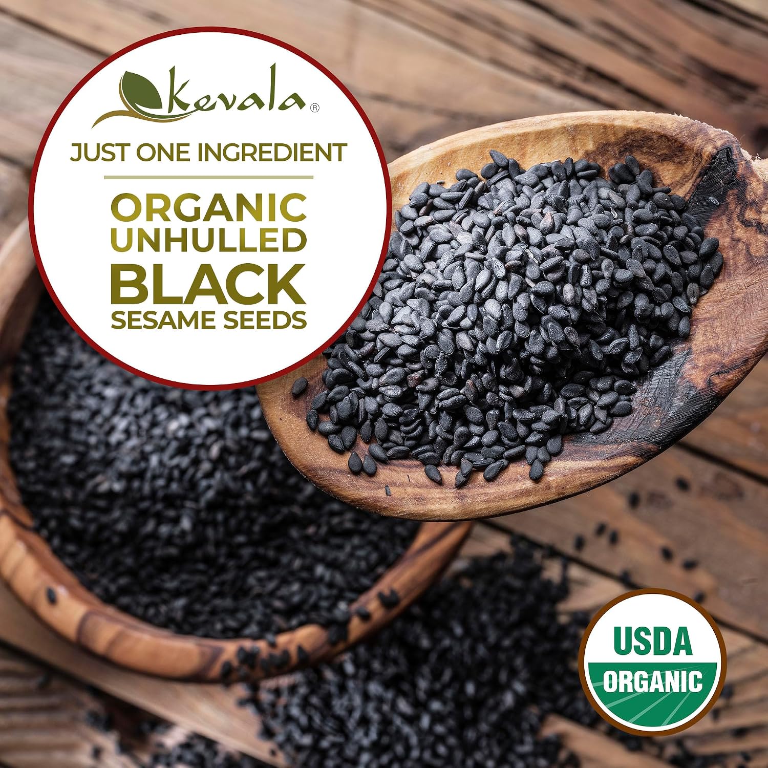 Organic Black Toasted Sesame Seeds - 1 lb, 16 oz, Unhulled Roasted Seeds | For Preparing a Black Tahini Paste and Hummus Dip, Gluten Free Kitchen Staple, Addition to Your Bagel and Salad Toppings