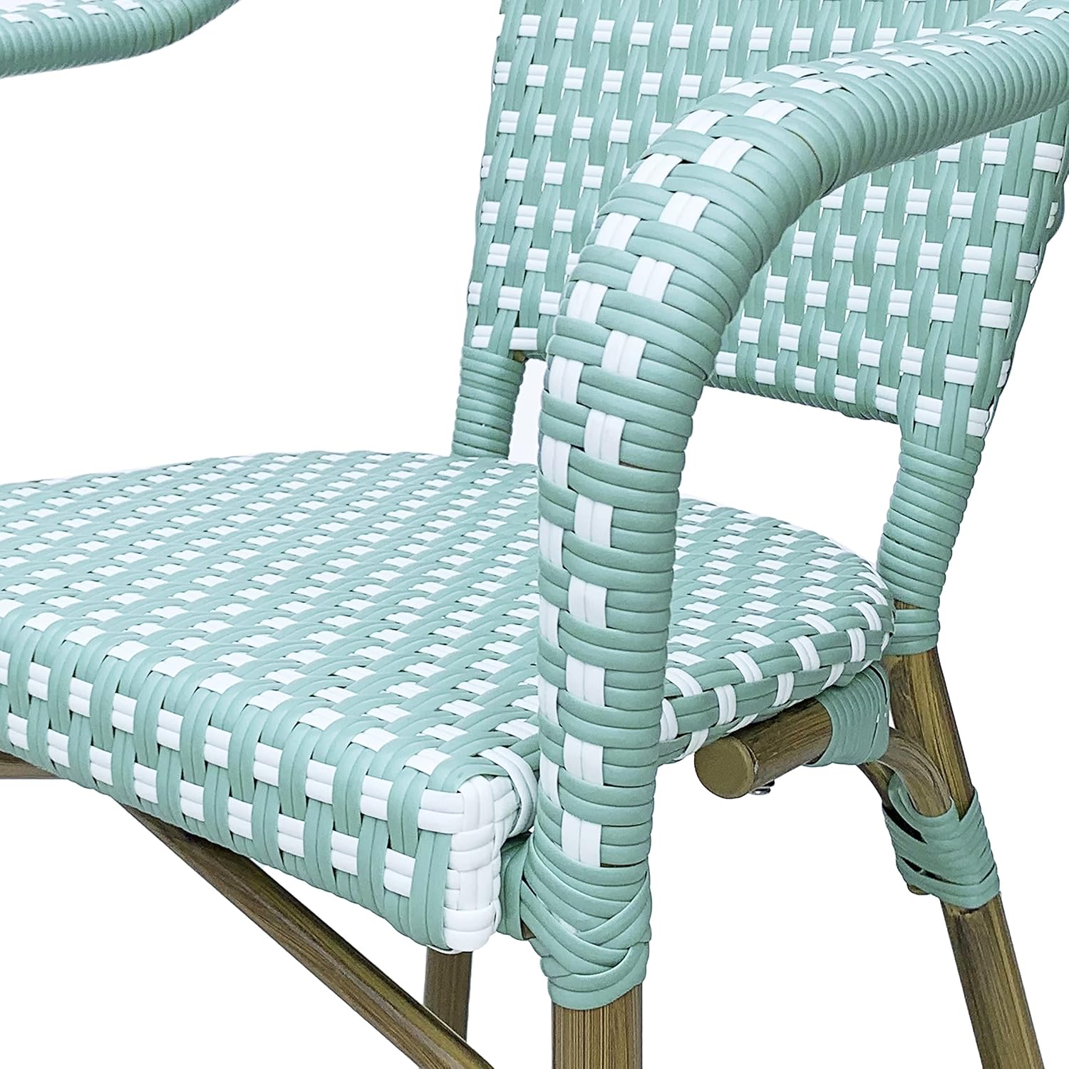 Christopher Knight Home Anastasia Outdoor French Bistro Chair (Set of 2), Black + White + Bamboo Print Finish