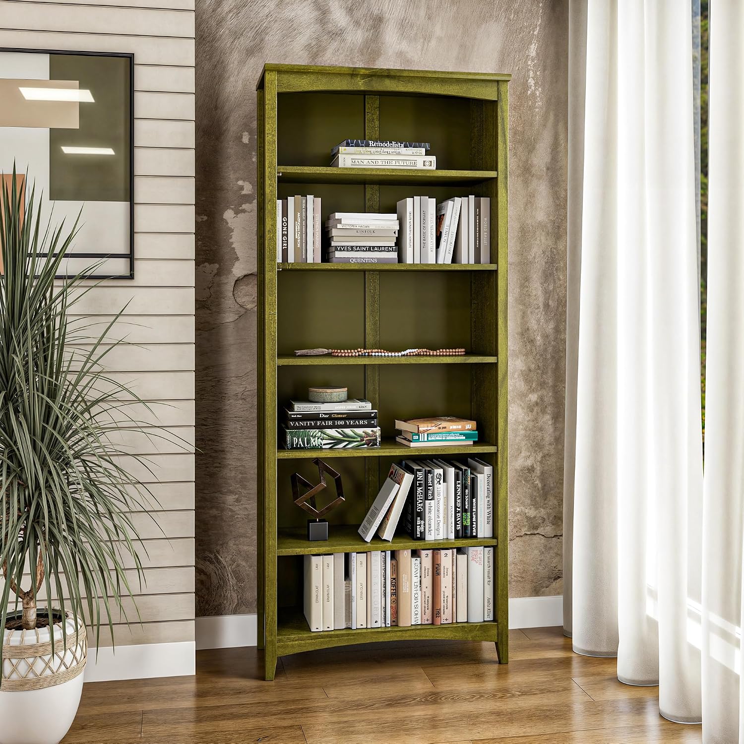 Shaker Style 3 Shelf Bookcase / Solid Wood / 36" High / Adjustable Shelving / Closed Back / Display Bookshelf for Living Room, Bedroom, Home and Office, White