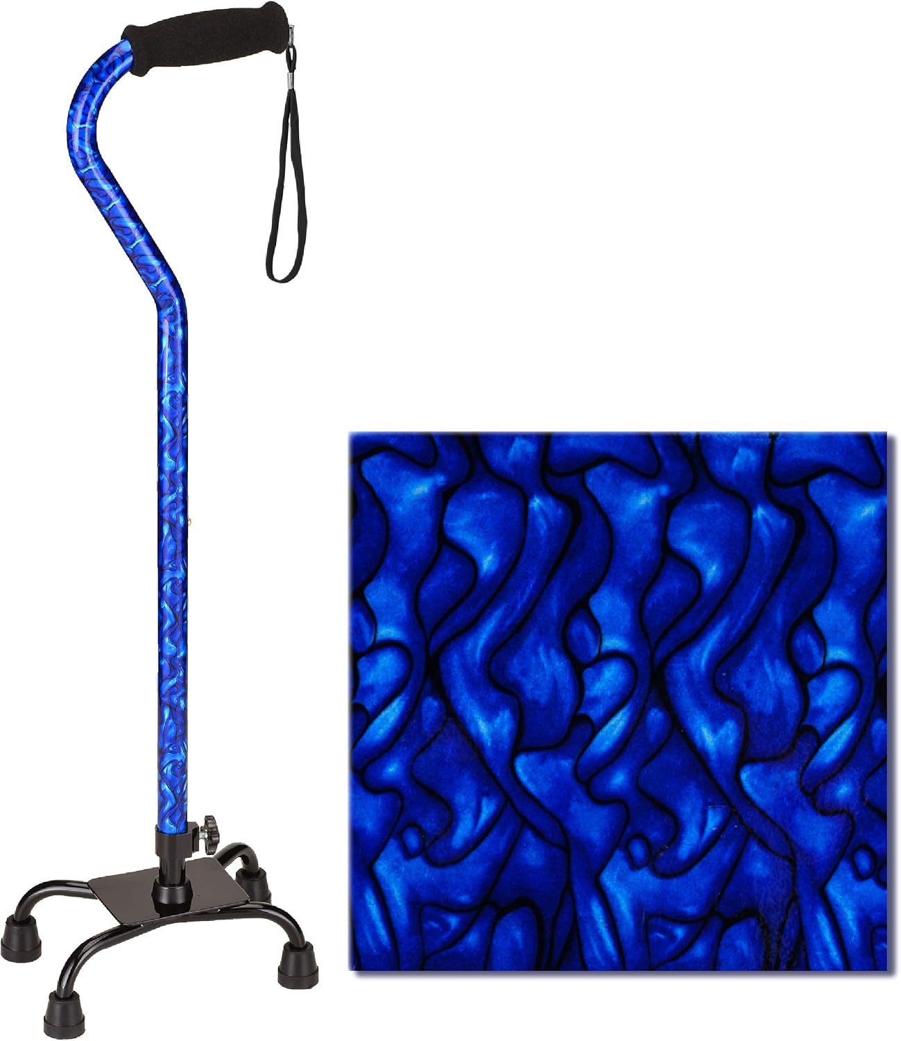 NOVA Designer Quad Cane, Lightweight Four Legged Cane with Soft Grip Handle, Height (for Users 4’11” - 6’4”) & Left or Right Adjustable, Butterflies Design