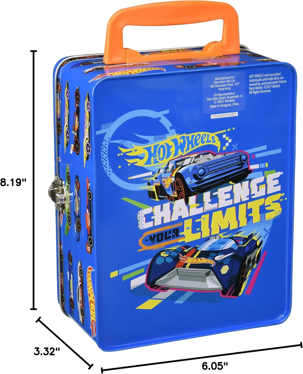 Theo Klein 2883 Hot Wheels Storage Case I Made of Metal I with Storage Compartments for up to 18 Cars I Dimensions: 21 cm x 15.5 cm x 8.5 cm I Toy