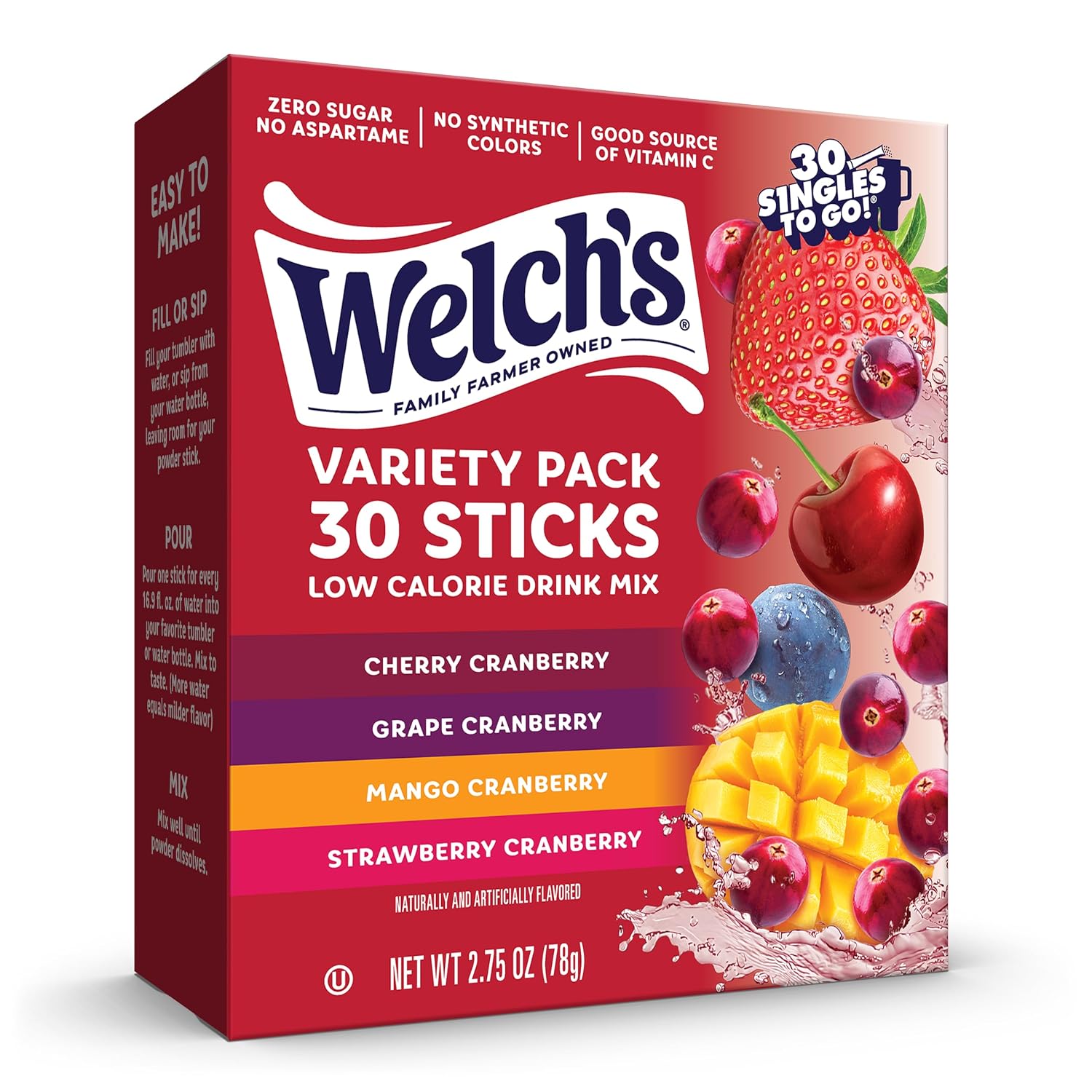 Singles To Go! Welch's Water Drink Mix, Grape, 72 Packets