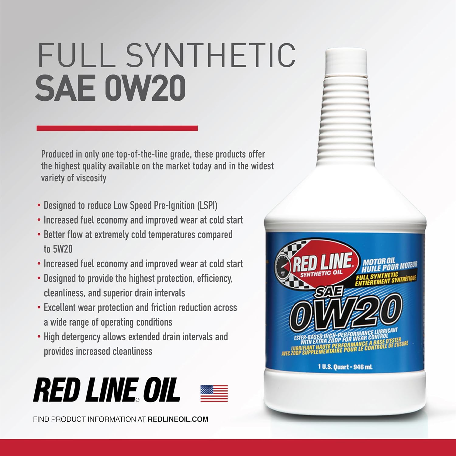 Red Line 11805 SAE 0W20 Fully Synthetic Motor Oil - 1 Gallon
