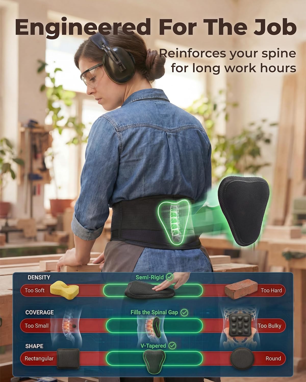 Sparthos Back Brace for Women & Men, Sciatica, Lower Back Pain - Black-L | Herniated Disc & Scoliosis Pain Relief, Adjustable Back Support Belt, Lumbar Pad, Breathable Mesh for Work & Heavy Lifting