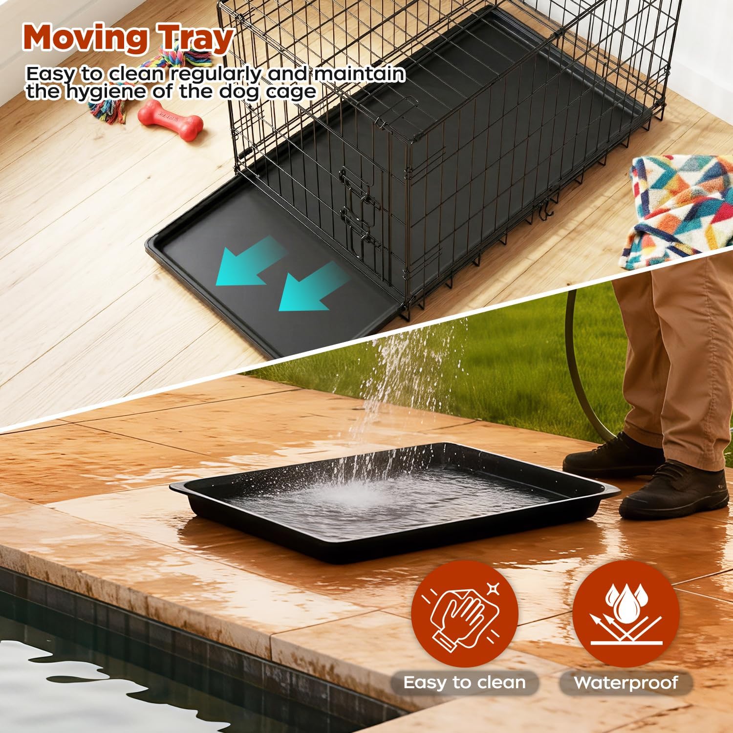 BestPet | Dog Crate | 48" | Black | Foldable Metal Kennel with Double Doors