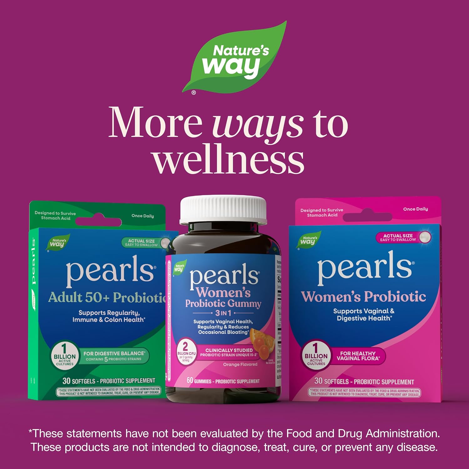 Nature's Way Women's Probiotic Pearls, Supports Vaginal Health*, 30 ct | Supports Vaginal & Digestive Health*, 1 Billion Live Cultures, Protects Against Occasional Bloating & Constipation*, Softgels
