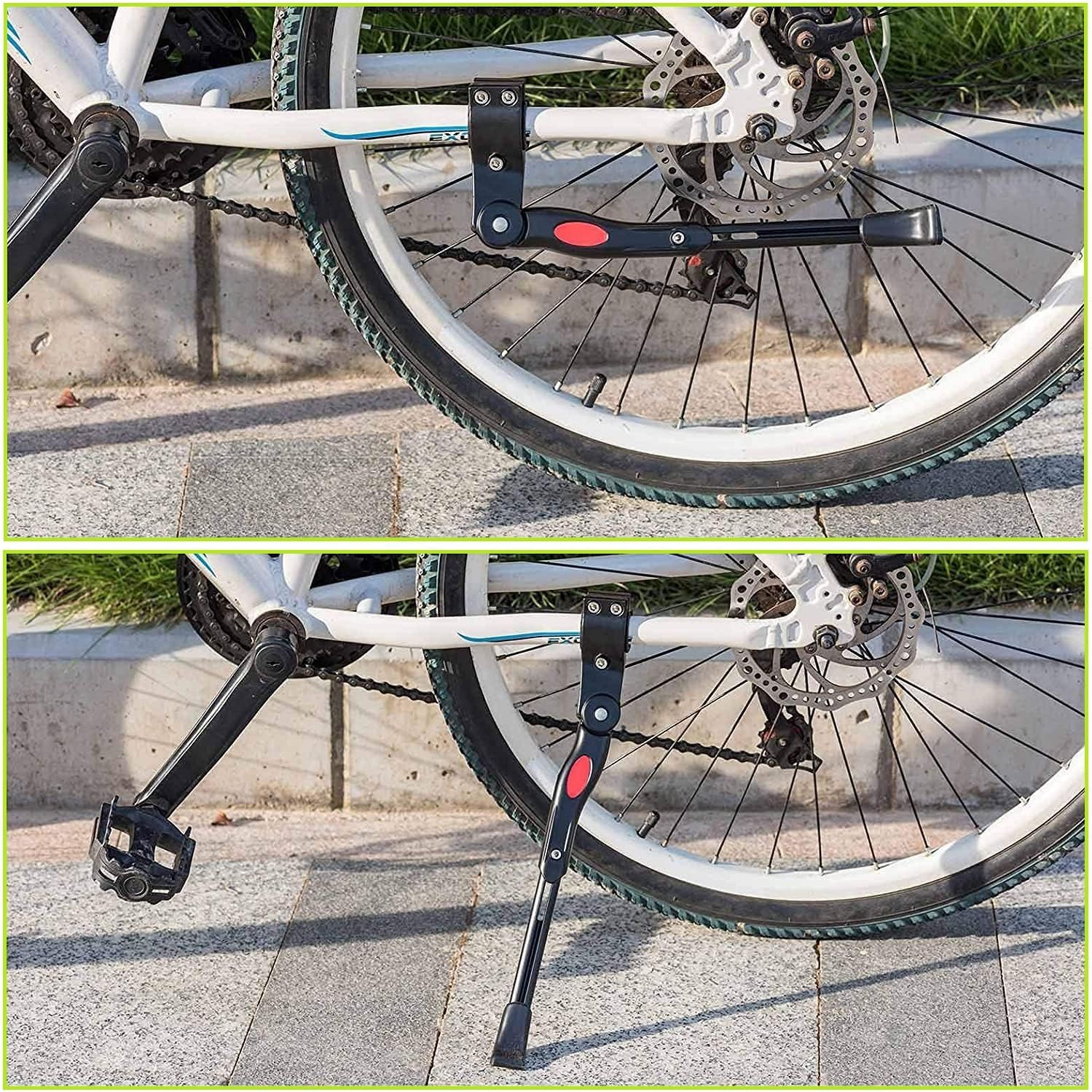 Bike Kickstand, Adjustable Aluminum Alloy, 20" 24" 26", Black | For Road Mountain Bike