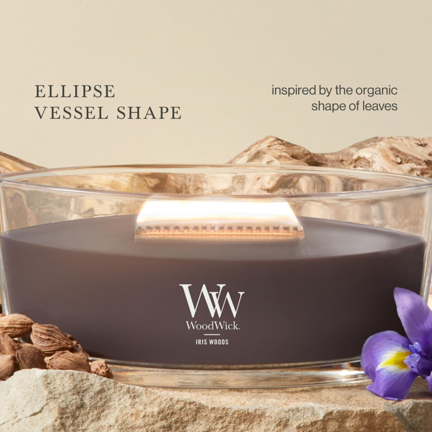 WoodWick Fireside Holiday Candle Gifts for Women and Men, 9.7 oz Medium Hourglass Candle with Crackling Wick