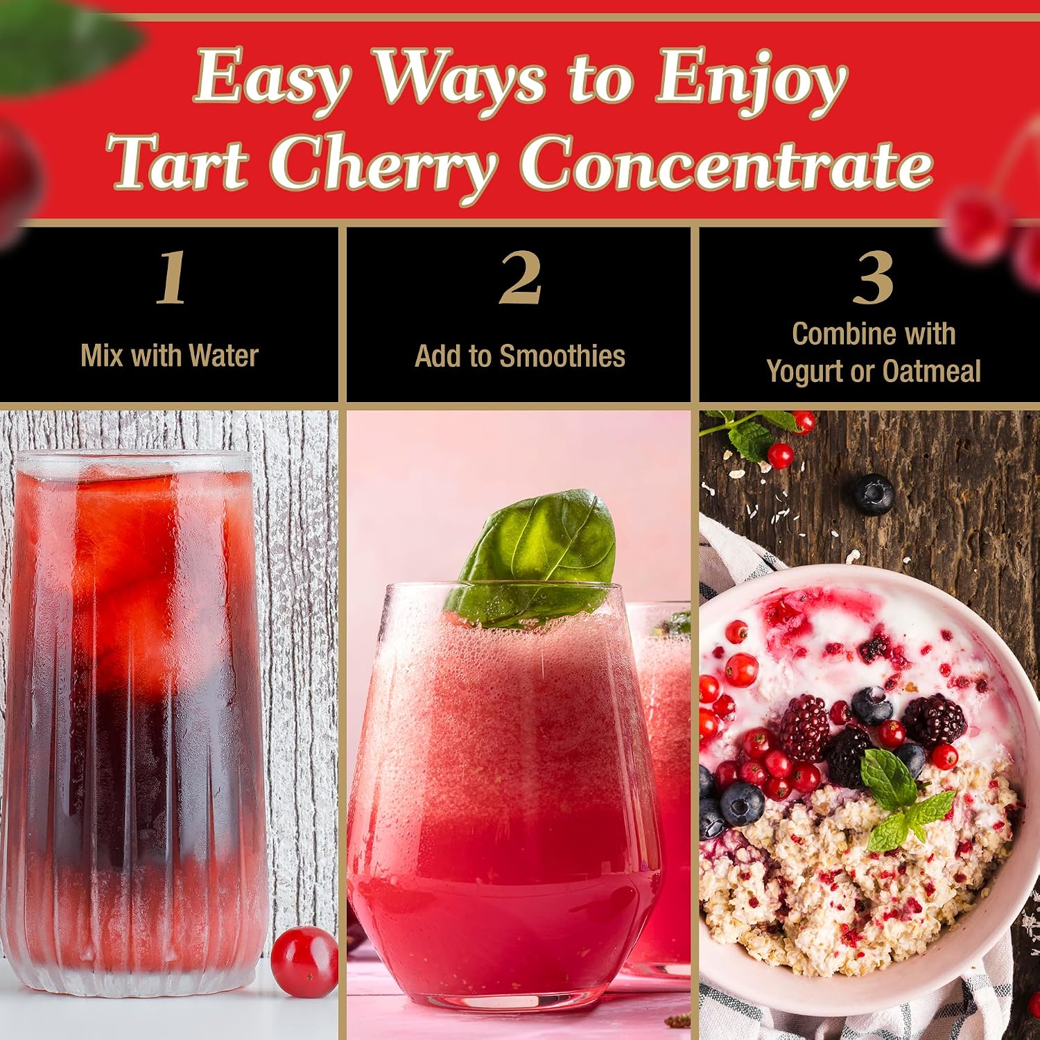 Tart is Smart Montmorency Tart Cherry Juice Concentrate, Cherry Juice Bottle Beverage, Rich in Antioxidants, Ideal for Muscle Recovery and Sleep Support, No-Added Sugar - 32 Ounce Bottle (Pack of 1)