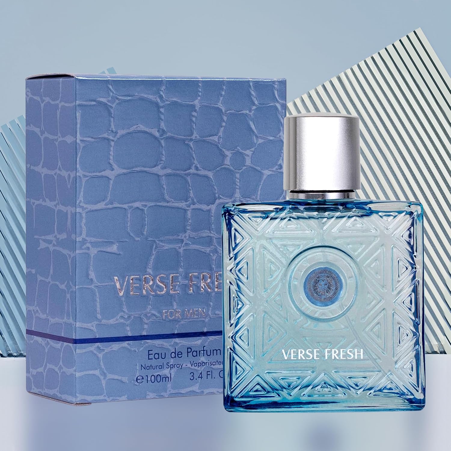 NovoGlow Verse Fresh for Men - 3.4 Fl Oz Eau De Parfum Spray for Men - Long Lasting Citrusy Floral & Woodsy Fragrance Smell Fresh All Day Long Gift