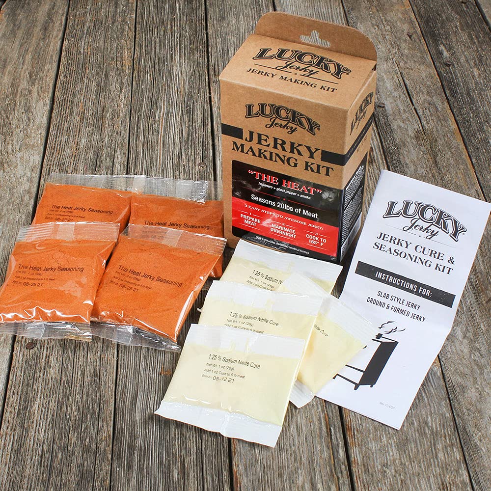 Lucky Jerky Ultimate Savory DIY Beef Jerky Seasoning and Cure Kit, 12 Oz | Make Your Own with Original, BBQ, Teriyaki, and Sweet & Spicy, Seasons 5 lbs per Flavor, 20 lbs Total