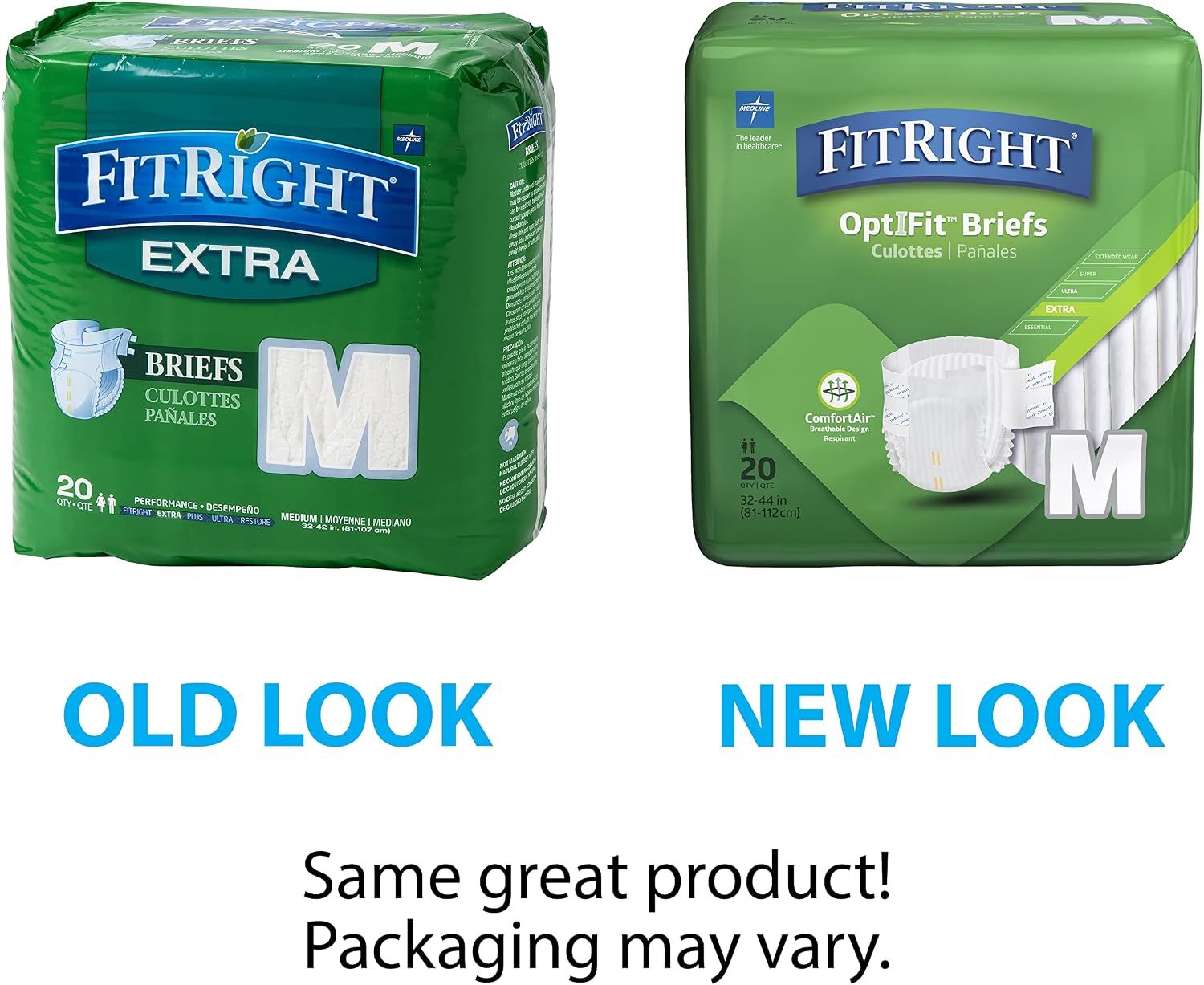 FitRight Adult Diapers, Extra Heavy Absorbency, XL (Waist Size 56in-64in), 80 Count, OptiFit Incontinence Briefs for Men and Women, Disposable, Moisture Wicking, Leak Protection,