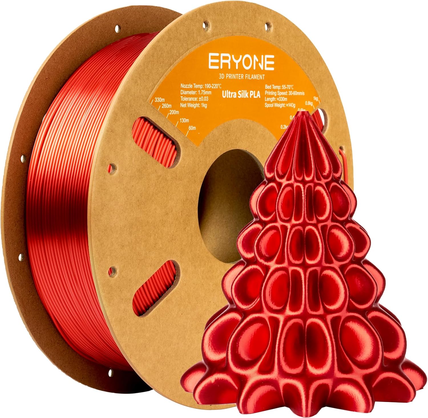 ERYONE Silk Filament PLA+ 1.75mm Upgraded Shiny 3D Printer Filament, Gloss Finish, Fit Most FDM Printer Stable Printing,1kg (2.2LBS)/Spool, Silver