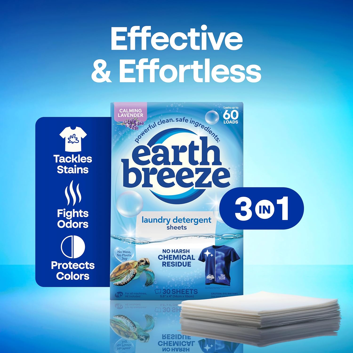 Earth Breeze Laundry Detergent Sheets Fresh Scent 60 Loads