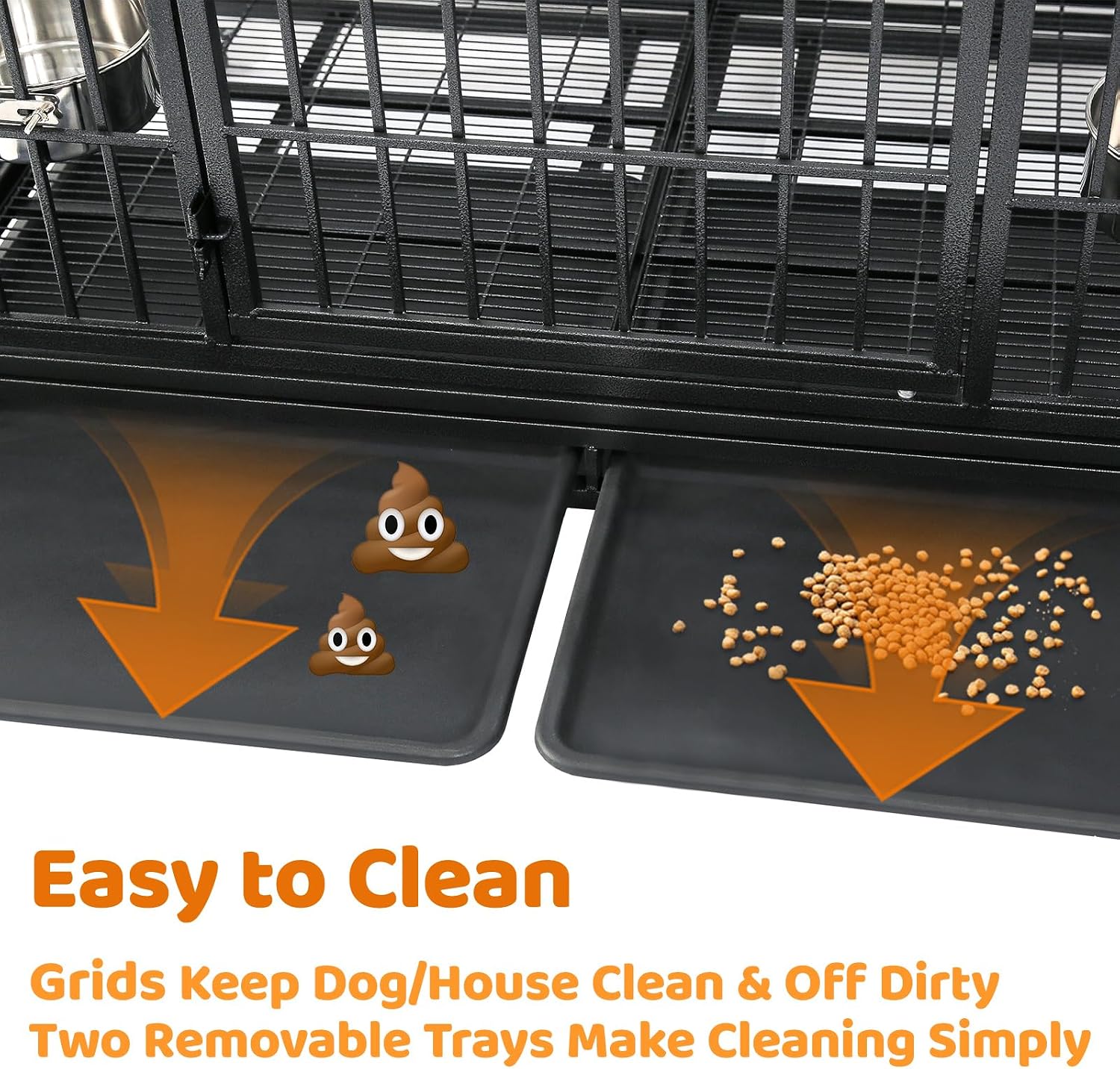Homey Pet Taller 43" Heavy Duty Double Dog Crates with Divider & Dual Door | Drop Cage for Dogs with Lockable Wheels, Bowls, Removable Tray, Top Access, Ideal for Small to Medium & Large Dogs, Breeders