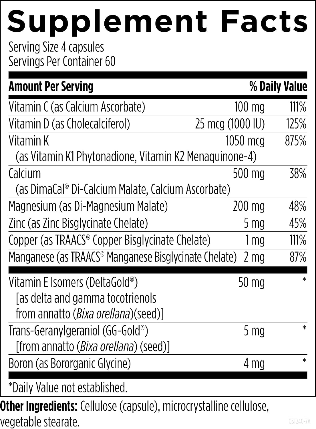 Designs for Health OsteoForce - Premium Bone Support Supplement - Highly Absorbable Nutrients - Calcium Malate, Magnesium, Zinc Bisglycinate Chelate, Vitamins D + K - Non-GMO, Soy Free (240 Capsules)