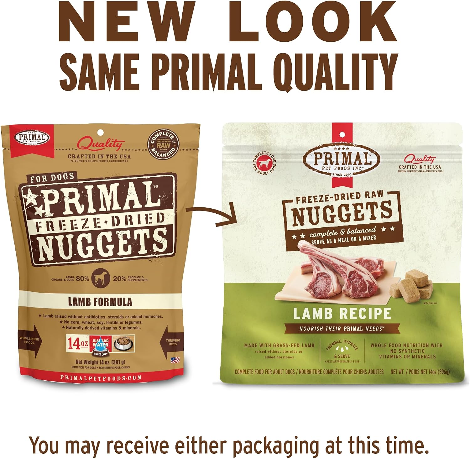 Primal Freeze Dried Raw Dog Food Nuggets, Beef, 14 oz | Complete & Balanced Nutrition, Meal, Topper or Treat, Grain-Free, High Protein, No Synthetic Vitamins & Minerals