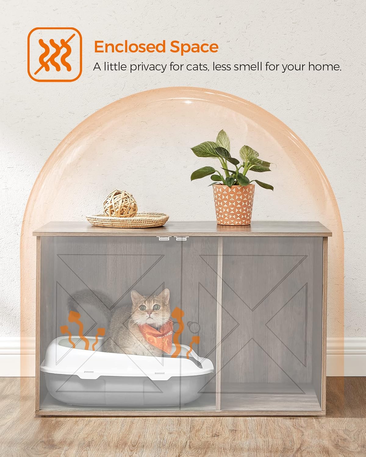 Feandrea Cat Litter Box Enclosure, End Table, 31.5 x 20.9 x 19.7 Inches