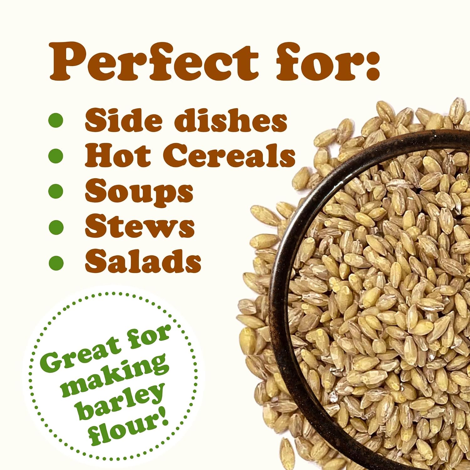 Food to Live Organic Hulled Barley, 15 Pounds – Non-GMO, 100% Whole Grain, Kosher, Vegan, Bulk. Suited for Home Brewing, Grinding. High in Fiber. Great for Chili, Hot Cereal, Salads, Soup.