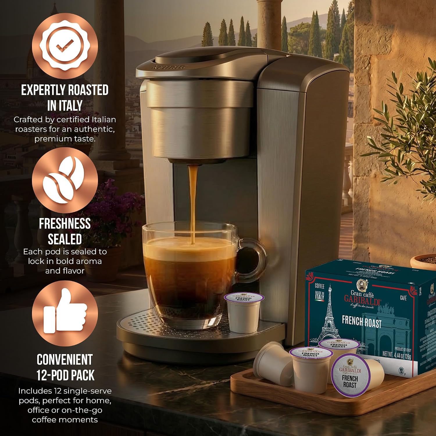 Caffè Garibaldi Colombian Coffee Pods for Keurig K-Cup Brewers, 12 Count