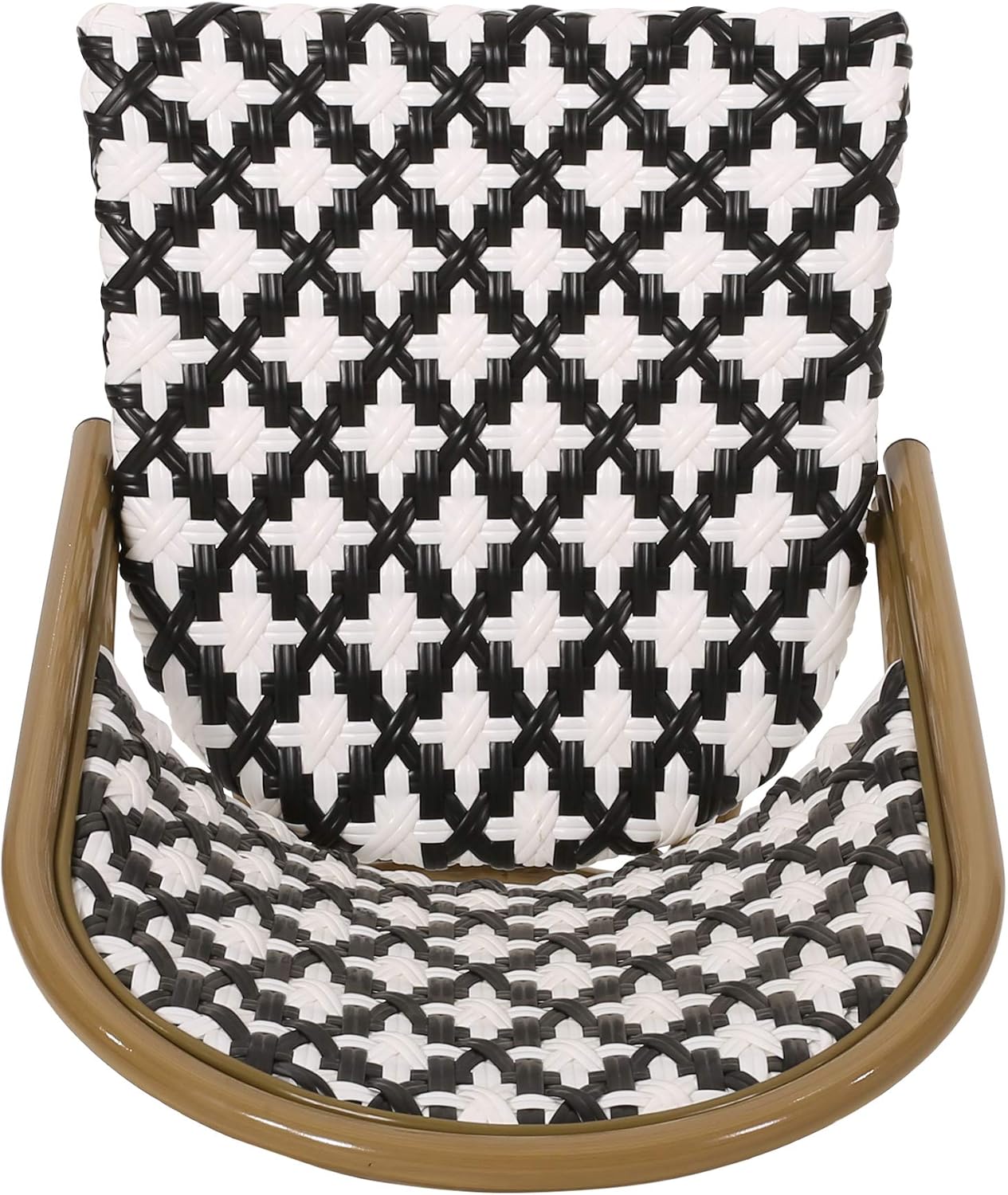 Christopher Knight Home Anastasia Outdoor French Bistro Chair (Set of 2), Black + White + Bamboo Print Finish
