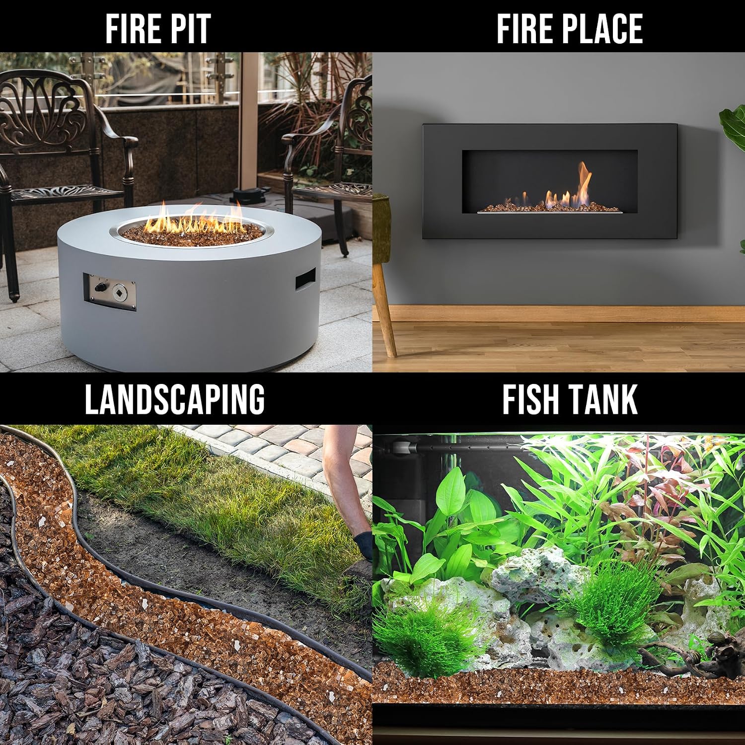Skyflame 1/4" Pacific Blue Regular Fire Glass for Fire Pit Fireplace
