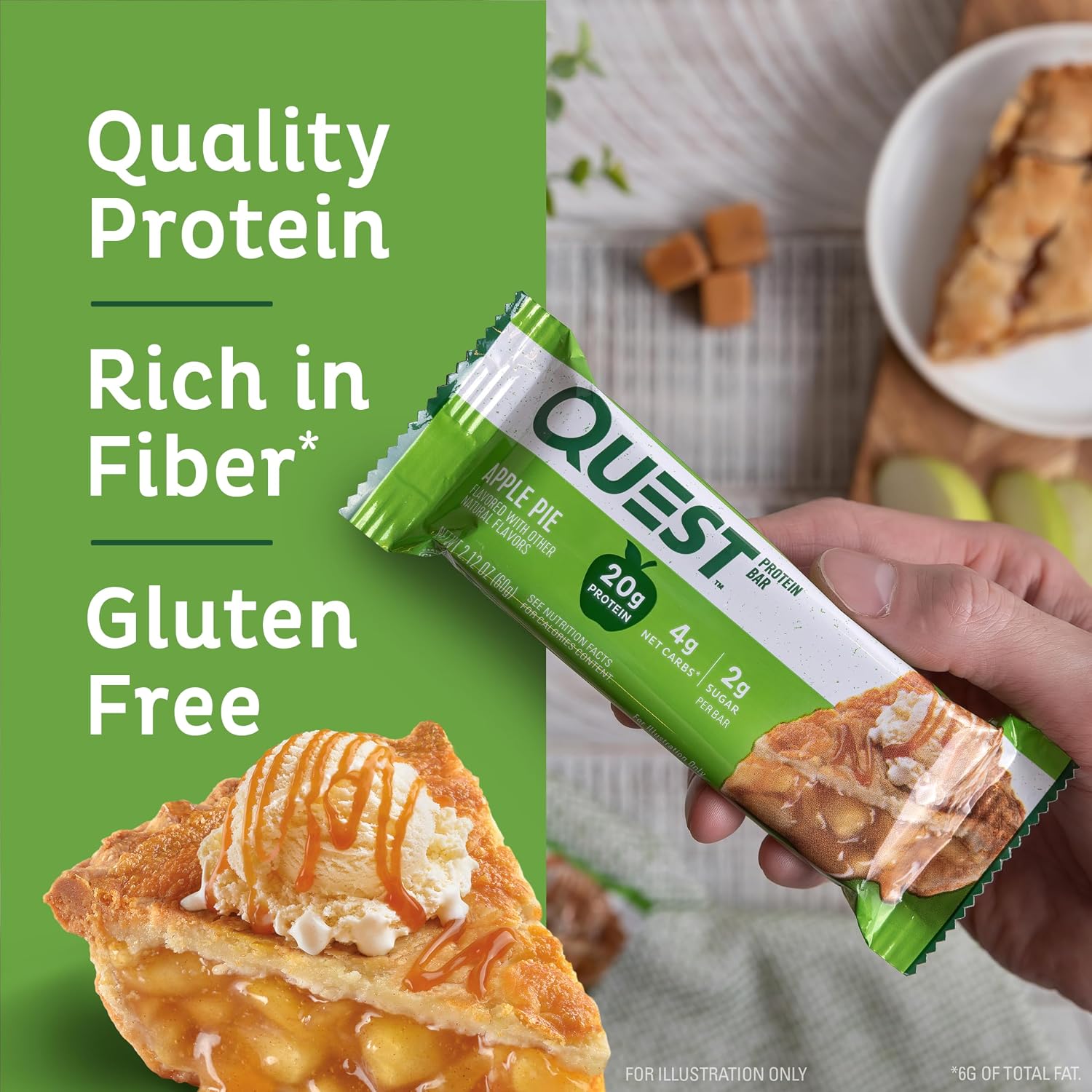 Quest Nutrition Oatmeal Chocolate Chip Protein Bars, 20g Protein, 12 Count | 12g Fiber, 5g Net Carbs, 1g Sugar, Gluten Free, High Quality Protein, Soft and Chewy, Individually Wrapped 2.12oz Bars