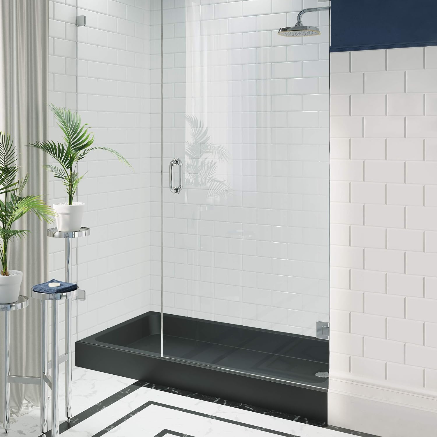 Voltaire 60" x 32" Single-Threshold, Right-Hand Drain, Shower Base in Gray