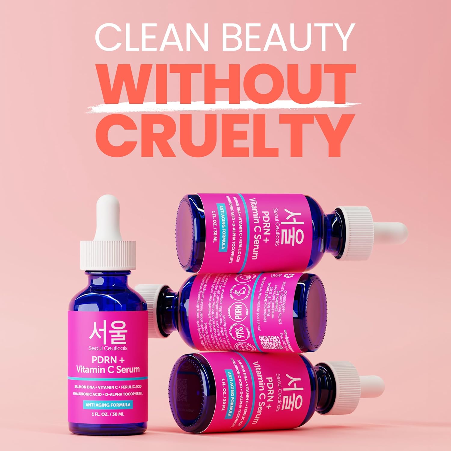 SeoulCeuticals Korean Skin Care 20% Vitamin C Serum for Face + CE Ferulic | 1oz C E Ferulic Vit C Facial Oil with Hyaluronic Acid, Vitamina E, Vegan, Cruelty Free, Anti Aging K Beauty Glow C+E Skincare