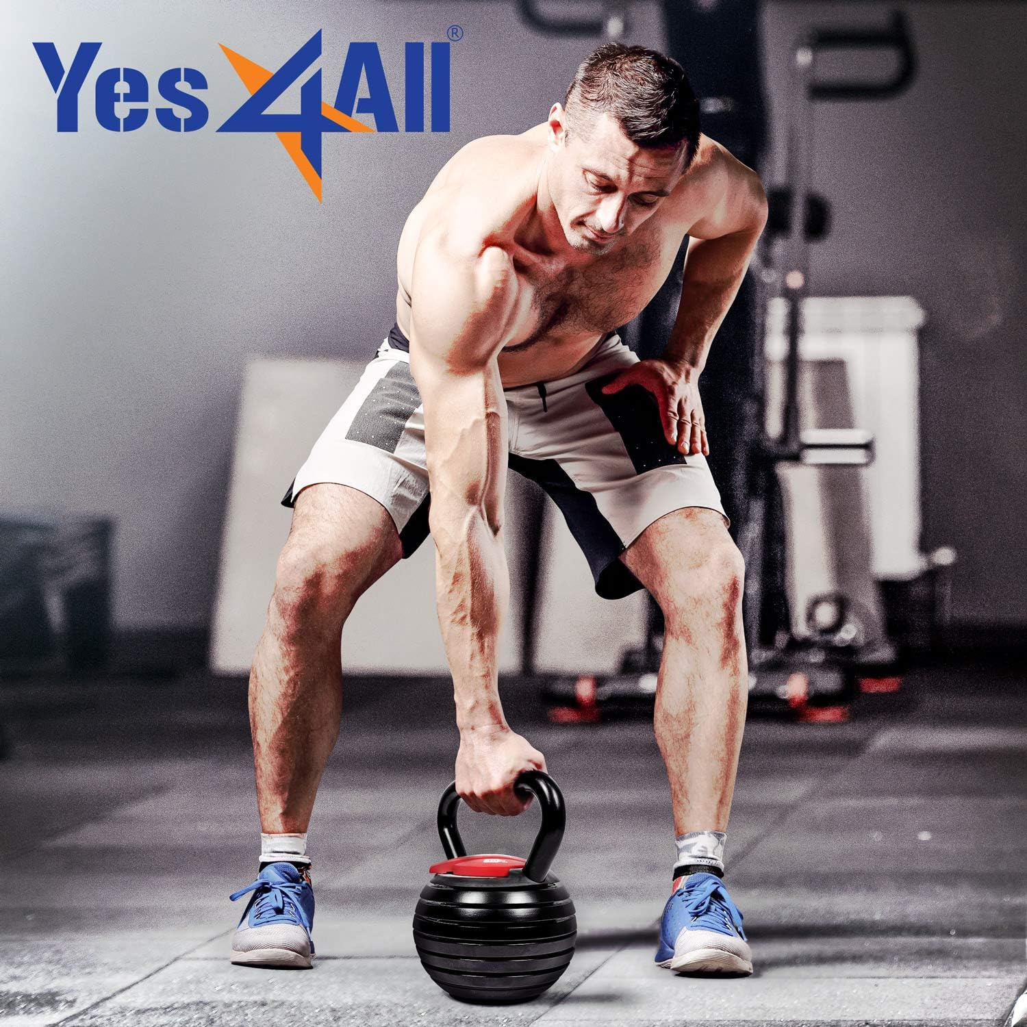 Yes4All Adjustable Kettlebell Set, 20–40 LB Weight Set, Solid Cast Iron Handle with Spacer Disks & Secure Lock