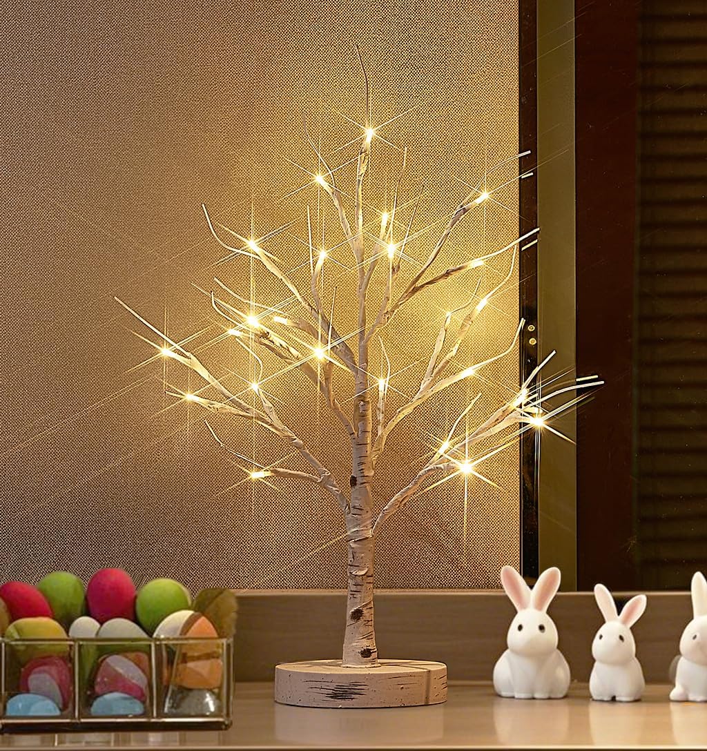 LITBLOOM Lighted Tabletop Olive Tree 18IN 50 LED Fairy Lights with Timer Battery Operated or USB Plug in Bonsai Tree for Wedding Christmas Spring