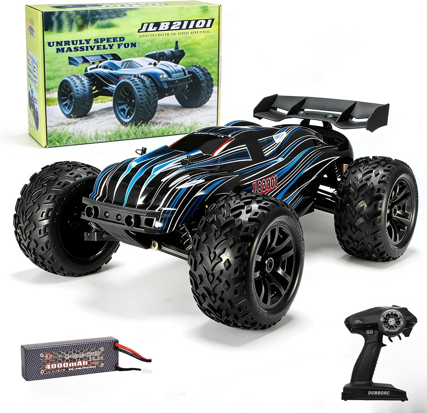 JLBRACINGRC 1/10 80+ KPH Brushless Fast RC Cars for Adults with 3S Battery | 120A ESC, 3670-2500KV Brushless Motor, 4WD Off-Road Monster Truck