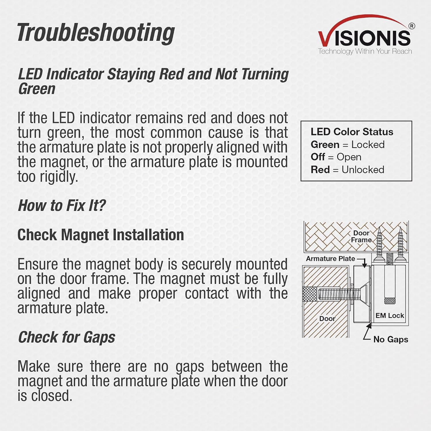 Visionis FPC-5192 600lbs Indoor Electromagnetic Lock with 600 lbs L and Z Bracket for Inswinging Door Access Control Maglock