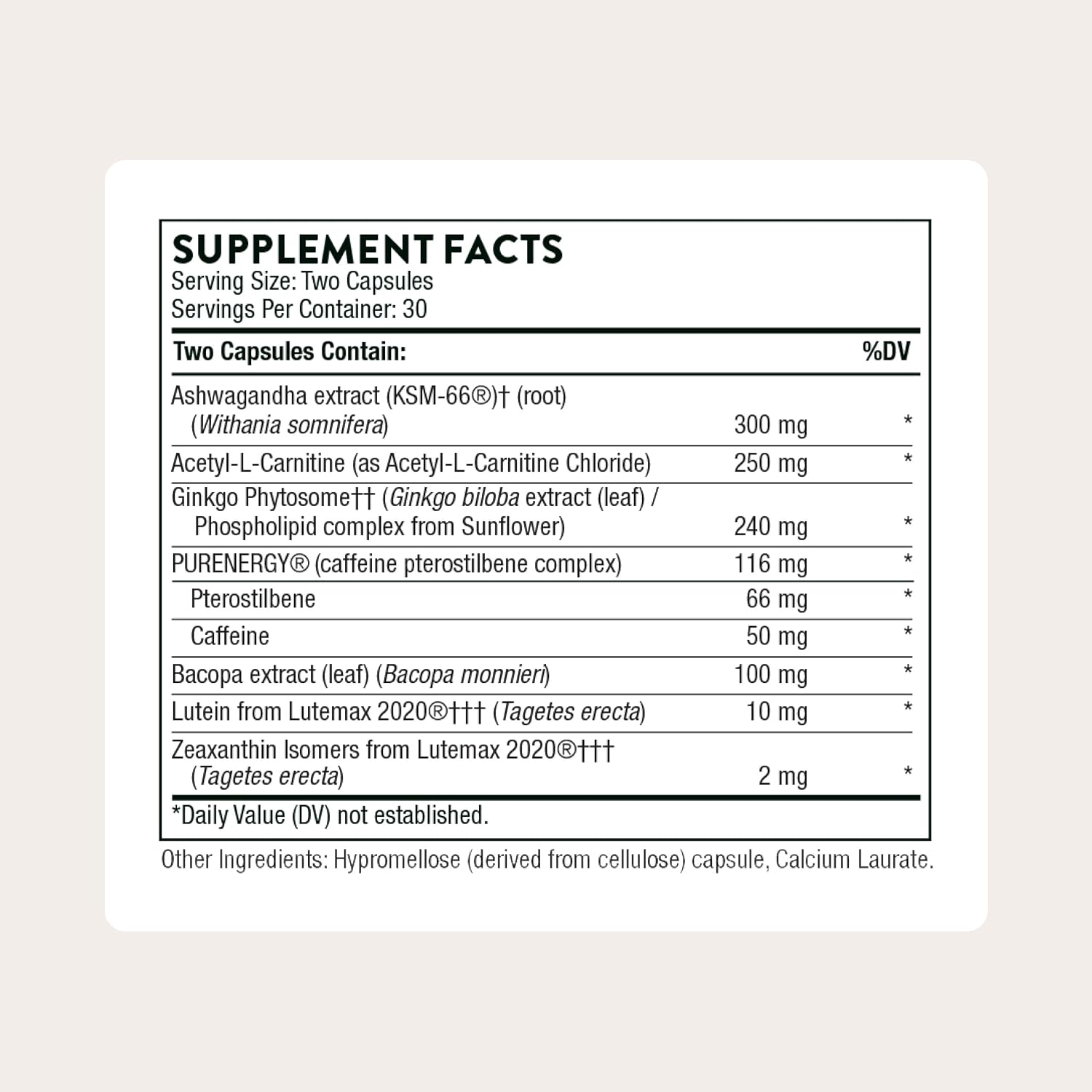 THORNE - Memoractiv - Nootropic Brain Supplement for Focus, Cognitive Function, Creativity & Concentration* - Ashwagandha, Caffeine