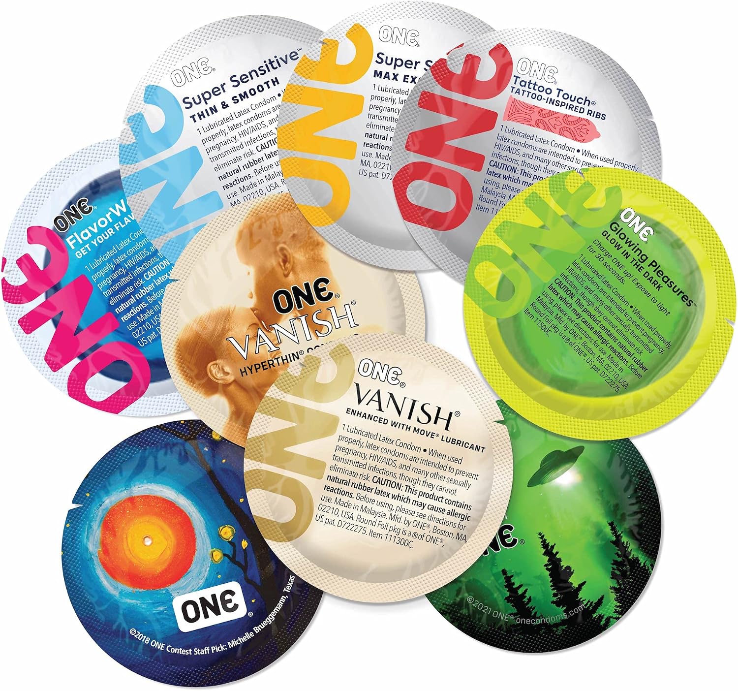 ONE 1 Mixed Pleasures Assorted Condoms, Pack of 12