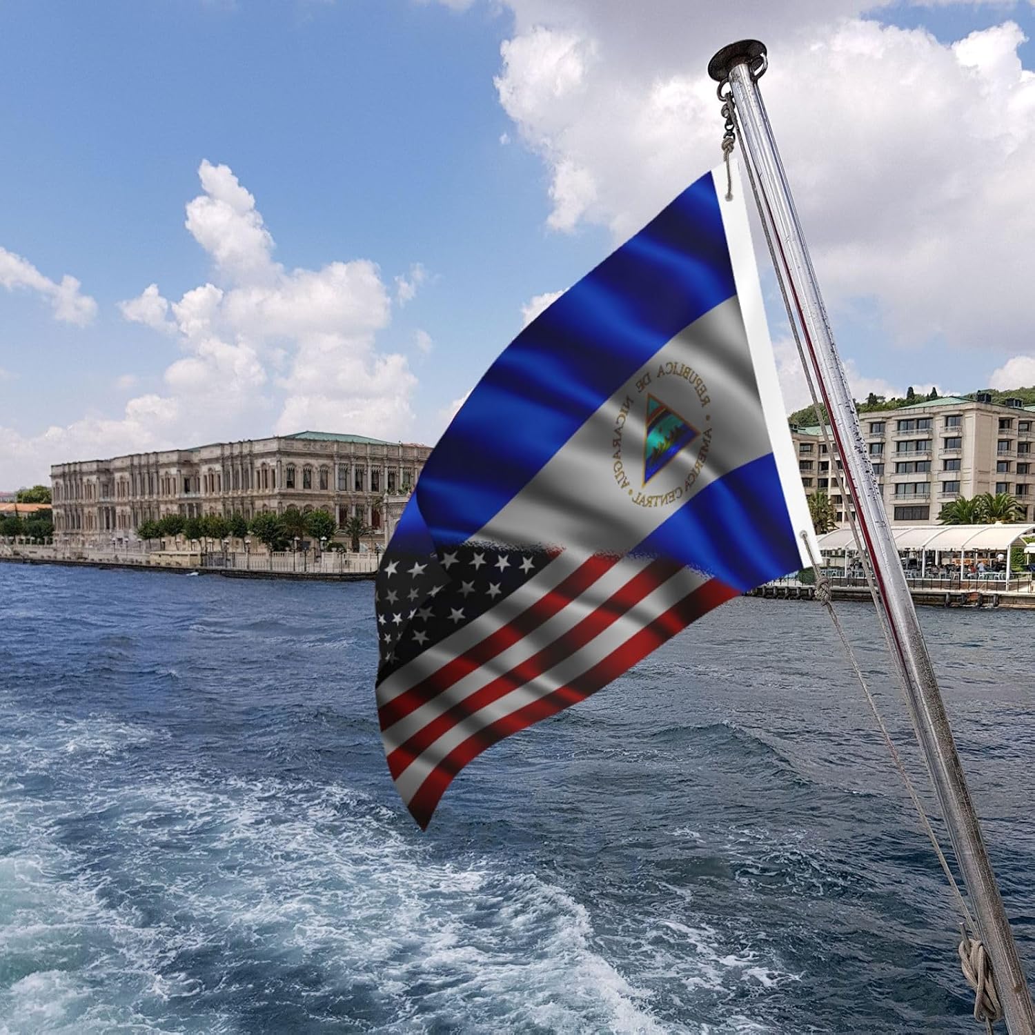 Nicaraguan Nicaragua And American Usa Flag 2x3 Ft Flags Double-Sided Printing Outdoor Indoor Decoration Country Flag 2x3 Foot Polyester Banner