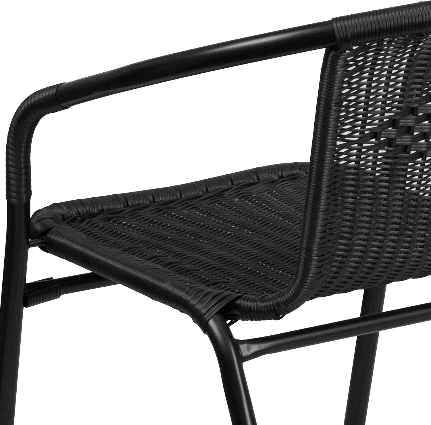 Flash Furniture Lila Modern Rattan Indoor/Outdoor Stackable Dining Chairs, Stacking Rattan Bistro Chairs for Patio or Restaurant, Set of 4, Brown | Commercial Grade, Indoor/Outdoor Use