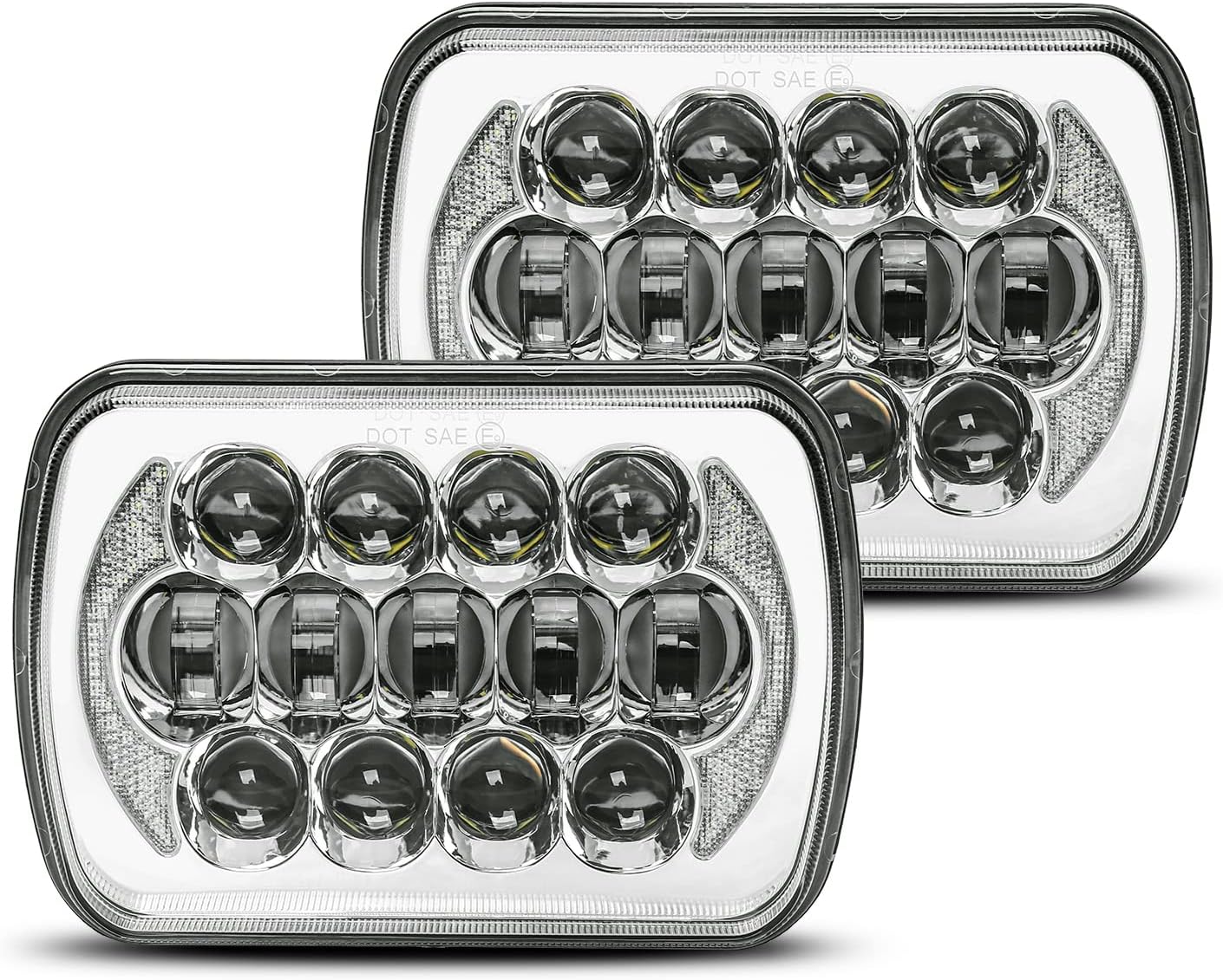LX-LIGHT 105W 1000% Bright Black H6054 5x7 7x6 Led Headlights DRL Anti-glare Hi/Low Sealed Beam Compatible with Jeep Wrangler YJ Cherokee XJ Trucks Ford Chevy etc