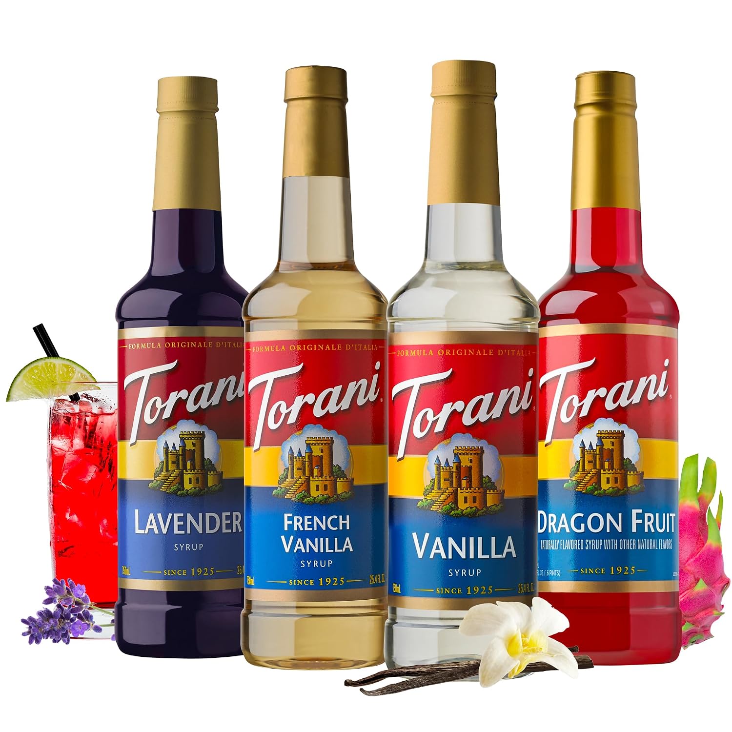 Torani Syrup Variety Pack, Soda Flavors, 25.4 Ounces (Set of 4)