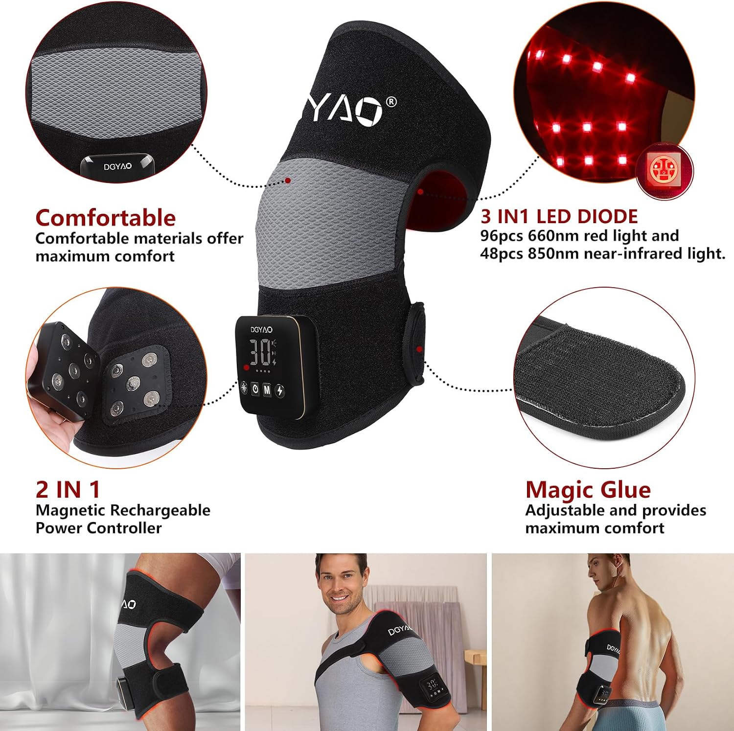 DGXINJUN Red Light Therapy Device for Body Calf Arm Pain Relief Near Infrared Light Therapy 850nm LED Muscle Wrap for Leg Home Use Nerve Damage Deep