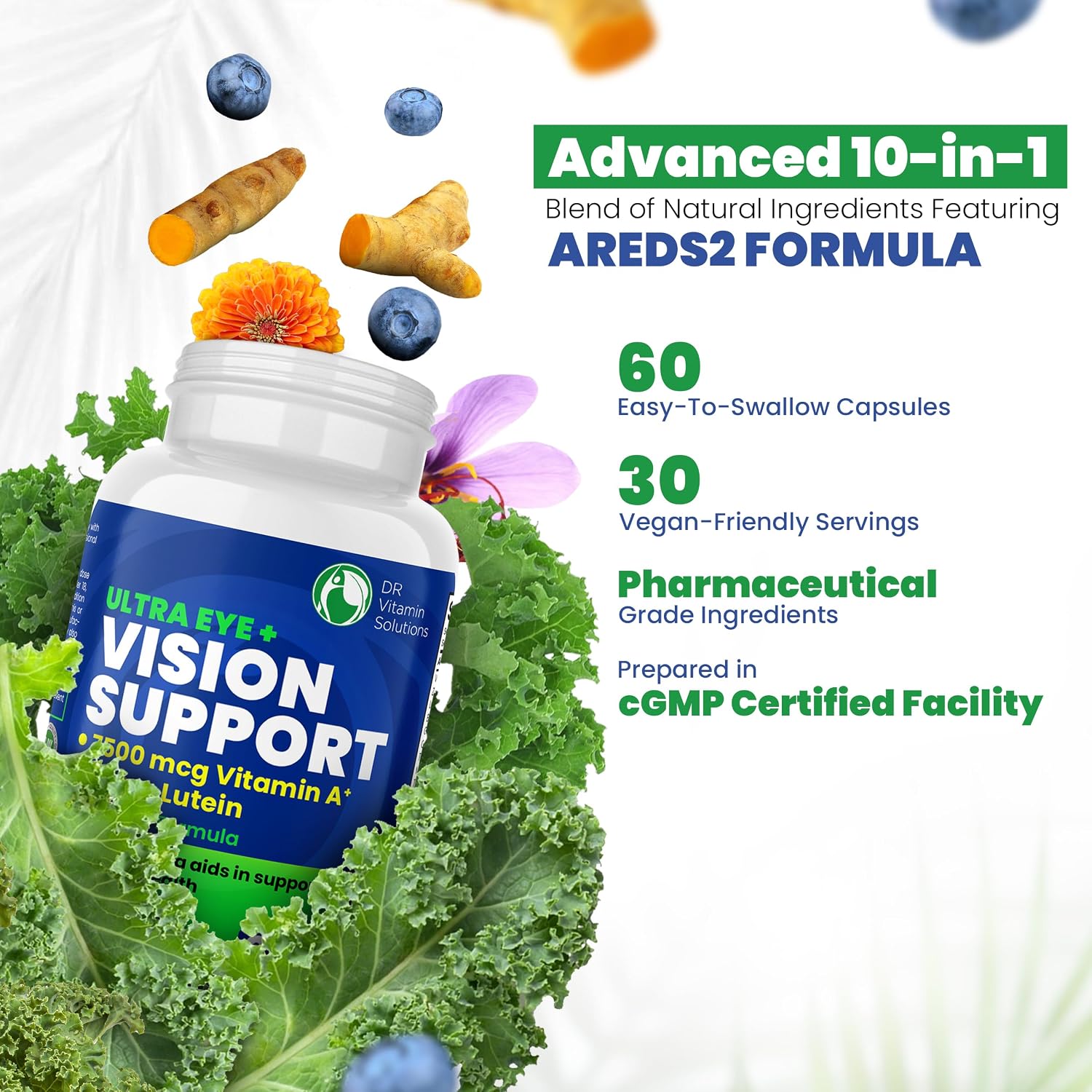 AREDS 2 Eye Vitamins - Lutein and Zeaxanthin for Macular Health, Bilberry