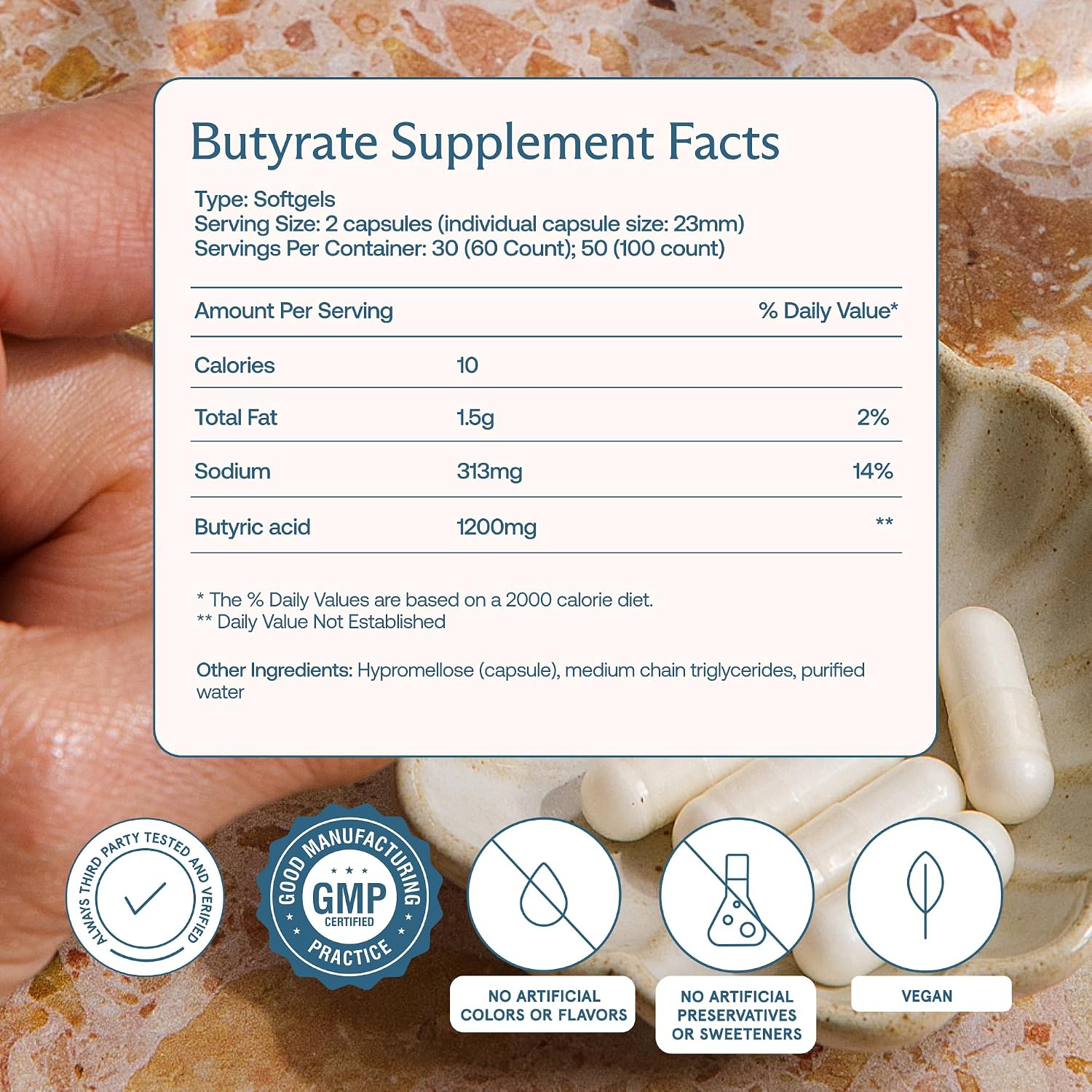 BodyBio Butyrate Sodium- Postbiotic for Gut & Digestive Support | Gut Health, Digestive Support, Bloating, Gas & Constipation Relief, Leaky Gut Repair
