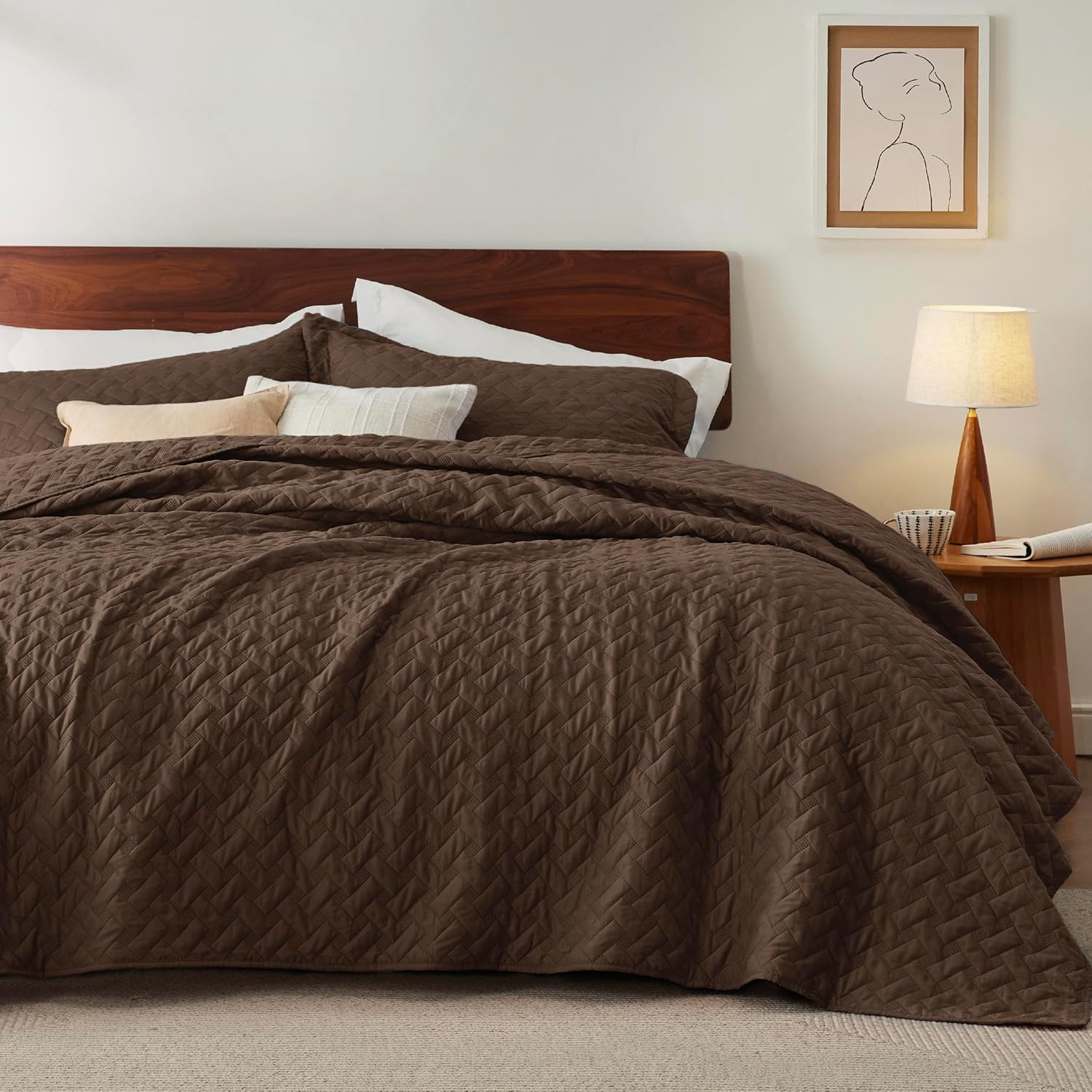 Bedsure Quilts Queen Size - Grey Bedspreads Queen Size with Basket Weave Pattern, Soft Quilt Bedding Set, Lightweight Comforter Set Coverlet for All Seasons with 2 Pillow Shams (90" x 96")