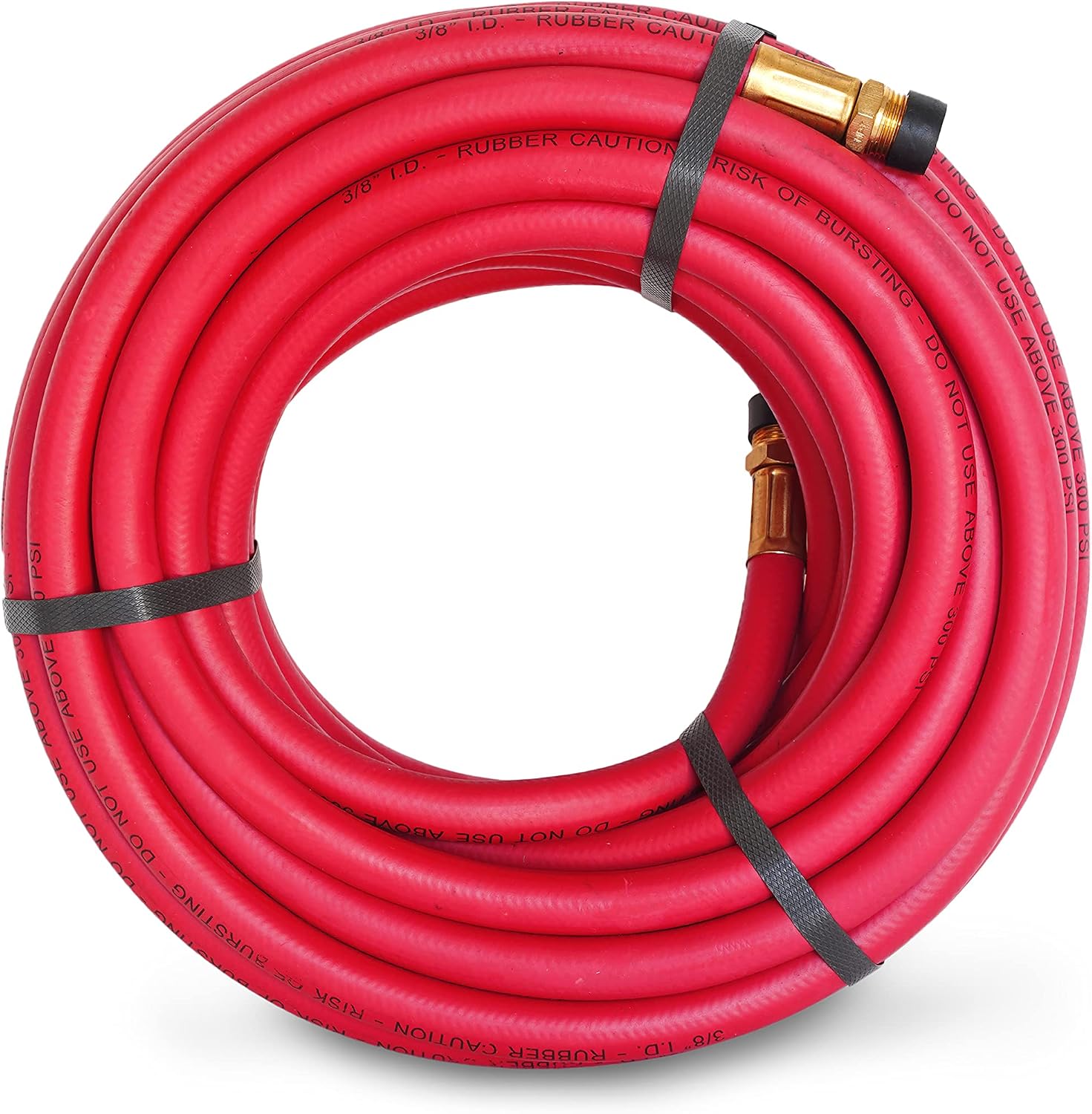 Steelman 50-Foot x 3/8-Inch ID Rubber Air Hose for Pneumatic Tools, 3/8-Inch Male NPT Brass Fittings, 300-PSI Working Pressure